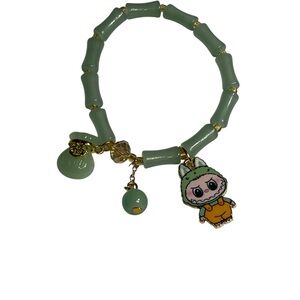 Labubu Beaded Bracelet with Labubu Charm and Money Bag Charm